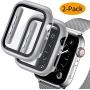 Deilin 2 Packs Hard PC Case Compatible with Apple Watch Series 5 Series 4 44mm Buit in 9H Tempered Glass Screen Protector, Slim Bumper Cover Overall Protective Scratch Resistant for iwatch Series 5/4