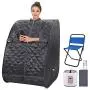Portable Personal Sauna 2L Home Steam Sauna Tent Folding Indoor Sauna Spa Weight Loss Detox with Remote Control, Timer, Foldable Chair (Dark Grey)