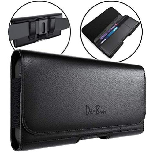 DeBin Galaxy S20 S8 S9 S10 Holster, Leather Belt Case with Clip Cell Phone Pouch Belt Holder for Samsung Galaxy S20 S8 S9 S10 (NOT Plus) Built-in ID Card Holder (Fits Phone w/Thin to Medium Case on)