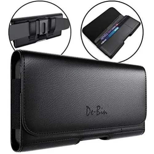 De-Bin iPhone 11 Pro Max, iPhone Xs Max 7 Plus 8 Plus 6s Plus Holster, Leather Belt Case with Clip Cell Phone Pouch Belt Holder for iPhone 11 Pro Max (Fits Phone w/Otterbox Lifeproof Battery Case on) De-Bin iPhone 11 Pro Max, iPhone Xs Max 7 Plus 8 Plus 6s Plus Holster, Leather Belt Case with Clip Cell Phone Pouch Belt Holder for iPhone 11 Pro Max (Fits Phone w/Otterbox Lifeproof Battery Case on)