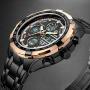 GOLDEN HOUR Luxury Stainless Steel Analog Digital Watches for Men Male Outdoor Sport Waterproof Big Heavy Wristwatch