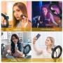 10" Selfie Ring Light with Stand Phone Holder Adjustable Desk LED Light with Bluetooth Remote Shutter for Live Streaming/Makeup/Photography/YouTube