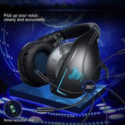 Headset Computer Headset with Microphone, Computer Game Headset Mobile Phone 360 Degree Rotatable Microphone Wired Blue Red Light (Color : Blue, Size : 2pcs)