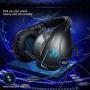 Headset Computer Headset with Microphone, Computer Game Headset Mobile Phone 360 Degree Rotatable Microphone Wired Blue Red Light (Color : Blue, Size : 2pcs)
