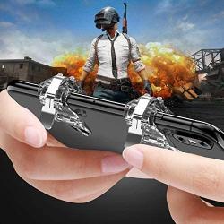 Ttzz Mobile Game Controller, PUBG Shooter Controller Trigger Fire Button Mobile Phone Game Handle Compatible with iPhone/Android Phone Transparent