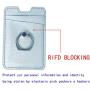 Cell Phone Card Holder RFID Blocking Sleeve with Ring Stand Silver Grey PU Leather Sticker on Back of Phone Wallet Pocket Pouch Sleeves Cover for Most Smartphones, Android and More