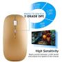 Bluetooth Wireless Mouse, Dual Mode Slim Rechargeable Wireless Mouse Silent Cordless Mouse with Bluetooth 4.0 and 2.4G Wireless, Compatible with Laptop, PC, Windows Mac Android OS Tablet (Gold)