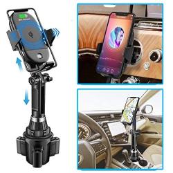 Lorima Wireless Car Charger,2-in-1 Cup Holder Phone Mount Charger Auto-Clamping Air Vent Phone Holder Compatible with iPhone 11/11Pro/11Pro Max/Xs Max/XS/XR/X/8/8+, Samsung S10/S10+/S9/S9+/S8/S8+