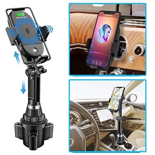 Lorima Wireless Car Charger,2-in-1 Cup Holder Phone Mount Charger Auto-Clamping Air Vent Phone Holder Compatible with iPhone 11/11Pro/11Pro Max/Xs Max/XS/XR/X/8/8+, Samsung S10/S10+/S9/S9+/S8/S8+