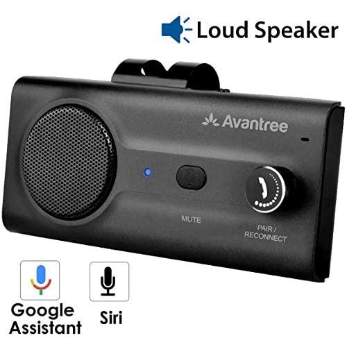 Avantree CK11 Car Bluetooth Speaker with Loud Speakerphone, Support Siri Google Assistant & Auto On Off, Volume Knob, Wireless Car Kit with Visor Clip