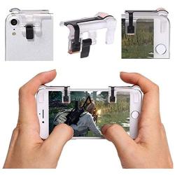 Leoie 1 Pair Left+Right Gaming Triggers Smart Phones Game Fire Button Controller for PUBG Transparent