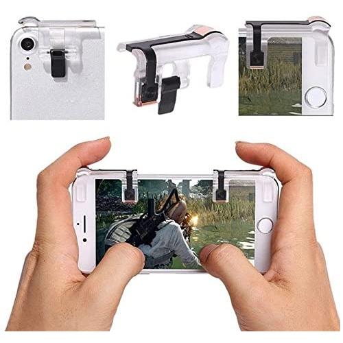 Leoie 1 Pair Left+Right Gaming Triggers Smart Phones Game Fire Button Controller for PUBG Transparent