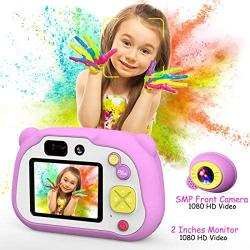 Mansso Kids Camera 1080P HD Digital Camera for Kids with 2 Inch IPS Screen and 16GB SD Card,Mini Rechargeable and Shockproof Camera Creative DIY Camcorder for 3-10 Years Boys Girls Gift