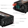 POTEK 500W Power Inverter/Car Inverter DC 12V to AC 110V Dual AC Charging Port and 2A USB Ports for Laptop, Smart Phone