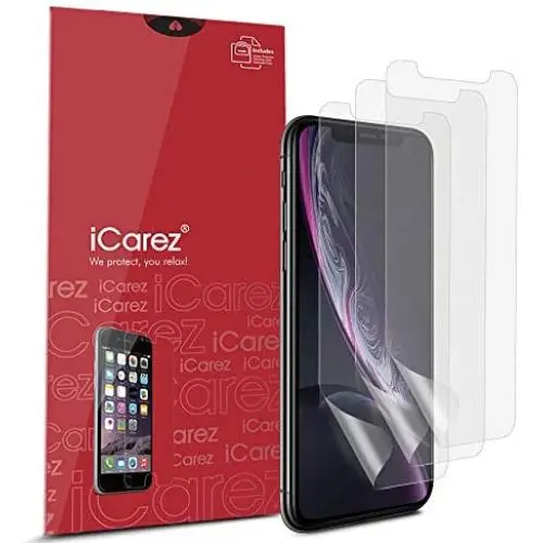 iCarez [HD Anti Glare] Matte Screen Protector for iPhone 11 iPhone XR 6.1-Inch [3 Pack] (Case Friendly) Reduce Fingerprint Premium [Not Glass] Easy to Apply with Hinge Installation