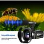 Video Camera 4K Camcorder with Microphone Vlogging Camera YouTube Camera Recorder Ultra HD 30MP 3.0" IPS Touch Screen with Lens Hood & 2 Batteries