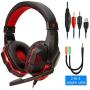 Professional Led Light Gaming Headphones for Computer PS4 Adjustable Bass Stereo PC Gamer Over Ear Wired Headset with Mic Gifts Suitable for Mobile Phones and Computers (Color : BlackRed with Light)