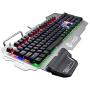 Colorful Backlit Gaming Keyboard - FN Multi-Functional Combination, Metal Mobile Phone Holder, Ergonomic Hand Rest, Waterproof, Suitable for Windows PC Gamers and Offices (PK-900 Mechanical Keyboard)