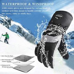 AMH Ski & Snowboard Men & Women Gloves Winter Warm 3M Thinsulate Waterproof Cold Weather Gloves