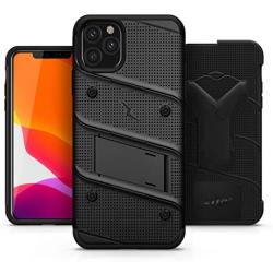 Zizo Bolt Cover - Case for iPhone 11 Pro Max with Military Grade + Glass Screen Protector & Kickstand and Holster (Black