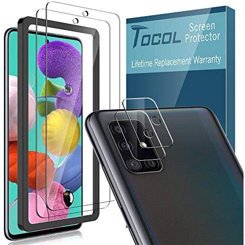 [4 Pack] TOCOL [2 Pack] Screen Protector + [2 Pack ] Camera Lens Protector for Samsung Galaxy A51 Tempered Glass, Case Friendly No-Bubble High Definition Clear