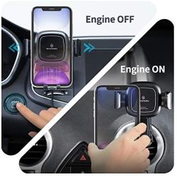 Sinjimoru Automatic Clamping Wireless Car Charger Mount, Smart Sensor Phone Holder for Car with 2 Way Air Vent Clip, Car Phone Mount with Secure Fast Charger, Sinjimoru O-Grab Bal, Black
