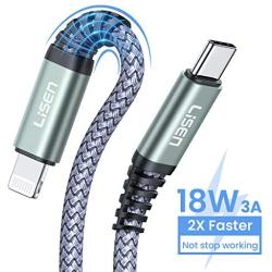 USB C to Lightning Cable 6FT, [Never Rupture][ Apple MFi-Certified] LISEN iPhone 11 Charger Cable 18W PD Fast Charging Nylon Braided Compatible with iPhone 11/11 Pro/11 Pro Max/X/XS/XR/XS Max/8/8 Plus