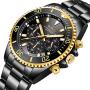 Mens Watches Chronograph Stainless Steel Waterproof Date Analog Quartz Fashion Business Wrist Watches for Men