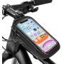 Bike Phone Front Frame Bag - Waterproof Bicycle Top Tube Cycling Phone Mount Pack with Touch Screen Sun Visor Large Capacity Phone Case for Cellphone Below 6.5’’ iPhone 7 8 Plus xs max