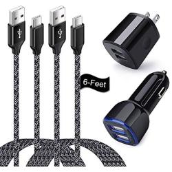 USB Type C Car Charger, Dual USB Wall Charger with 6FT USB C Cable Compatible for Samsung Galaxy A10E A01 A20 A21 A50 S20 A51 A70 A71 S10E LG Stylo 6