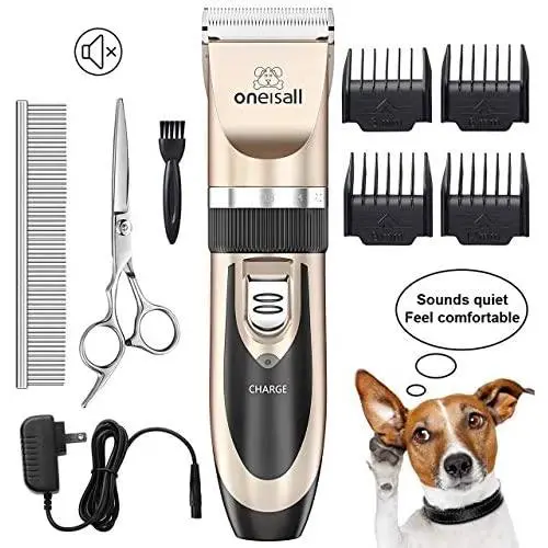 oneisall Dog Shaver Clippers Low Noise Rechargeable Cordless Electric Quiet Hair Clippers Set for Dogs Cats Pets