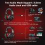 EKSA E900 USB Gaming Headset-Xbox One Headset with 7.1 Surround Sound, PS4 Headset Noise Cancelling Headset with Mic&LED Light, Compatible with PC, PS4, Xbox One Controller, Nintendo Switch