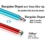 Bargains Depot New 5mm High-Sensivity Fiber Tip Capacitive Stylus Dual-tip Universal Touchscreen Pen for All Tablets & Cell Phones with 8 Extra Replaceable Fiber Tips (4 Pcs, Black/Aqua/Silver/Yellow)