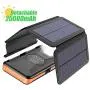 Solar Charger X-DRAGON 25000mAh Portable Power Bank with 4 Solar Panels Waterproof External Backup Battery Pack with Dual USB Outputs & Inputs, LED Flashlight for Smartphones, Tablets and More