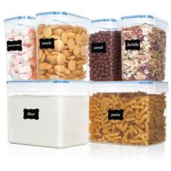 Vtopmart Airtight Food Storage Containers 6 Pieces - Plastic PBA Free Kitchen Pantry Storage Containers for Sugar,Flour and Baking Supplies - Dishwasher Safe - 24 Labels