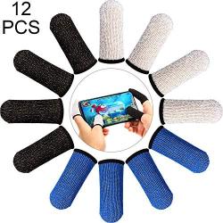 Outus 12 Pieces Finger Sleeve Mobile Game Controller Finger Sleeve Touch Screen Finger Cot, Anti-Sweat Thumb Fingers Protector for Mobile Phone Games