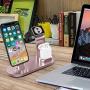 OLEBR Charging Stand Compatible with iWatch 5 and 4 Watch Charging Stand for AirPods, iWatch Series 5/4/3/2/1,iPhone 11/11 Pro/11 Pro Max/Xs/X Max/XR/X/8/8Plus/7/7 Plus /6S /6S Plus/iPad-Rose Gold