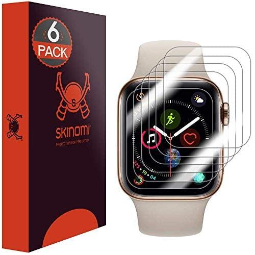 Skinomi Screen Protector Compatible with Apple Watch Series 5 (44mm)(6-Pack)(EZ Installation) Clear TechSkin TPU Anti-Bubble HD Film
