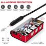 Cigarette Lighter Adapter, OOWOLF 3-Socket 180W 12V/24V DC Quick Charge 3.0 Power Car Splitter for GPS, Dash Cam, Sat Nav, Phone, iPad, Tablet (Black-Red)