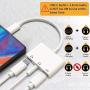 USB C Headphone Adapter, 3.5mm and Type C Digital Smart DAC Chip Audio Jack Splitter & 1 Charger, 3 in 1 Type C Charger Compatible for iPad Pro, Google Pixel, Samsung Note 10/10+, Huawei USB C Phone