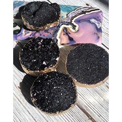 Crystal Phone Grip & Stand: Sparkly Textured Glitter Geode Black Druzy Healing Natural Stone Crystal Phone Accessory…