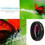 Cell Phone Camera Lens 2 in 1 Clip-on Lens Kit 0.45X Super Wide Angle & 12.5X Macro Phone Camera Lens for iPhone 8 7 6s 6 Plus 5s Samsung Android & Most Smartphones Black