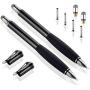 MEKO (2nd Generation) [2 in 1 Precision Series] Disc Stylus Pen for iPhone, iPad Pro/Mini/Air, Samsung Galaxy Note and All Touch Screen Devices Bundle with 6 Replacement Tips,Pack of 2(Black/Black)