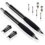 MEKO (2nd Generation) [2 in 1 Precision Series] Disc Stylus Pen for iPhone, iPad Pro/Mini/Air, Samsung Galaxy Note and All Touch Screen Devices Bundle with 6 Replacement Tips,Pack of 2(Black/Black)