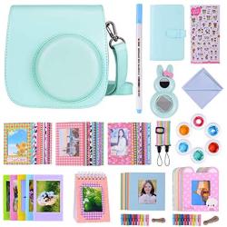 Bsuuy Instax Mini 9 Camera Accessories Bundles Compatible with FujiFilm Instax Mini 9 Mini 8 Mini 8+ Camera with Mini 9 Case, Six Color Filters,Rainbow Shoulder Strap etc.（Mini 9 Ice Blue16 Items）