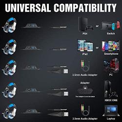 BENGOO V-4 Gaming Headset for Xbox One, PS4, PC, Controller, Noise Cancelling Over Ear Headphones with Mic, LED Light Bass Surround Soft Memory Earmuffs for PS2 Mac Nintendo 64 Game Boy Advance Games