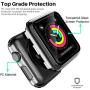 LK [2 Pack] Tempered Glass Case for Apple Watch 38mm Series 3/2/1 Built-in Tempered Glass Screen Protector, Hard PC Protector Cover for iWatch 38mm (Clear)