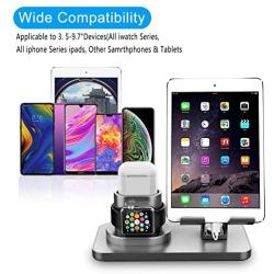 180°Rotation Phone Charger Stand Holder，3in1 Charger Dock, Charging Stand for Apple iwatch/Airpods/ipad and Most Smartphones (Gray)