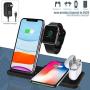 2020 Updated 4 in 1 Wireless Charger, 15W Foldable Wirelesss Charger Stand Compatible for iWatch 1/2/3/4/5 and Airpod, iPhone 11/11 Pro Max/X/XS Max/8, Fast Charging Wireless Charging Station(Black)