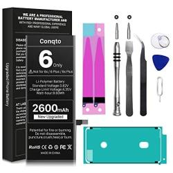 [2600mAh] Battery for iPhone 6 (Not 6S or 6 Plus), Upgrade 0 Cycle High Capacity Durable Replacement Battery for iPhone 6 Model A1586,A1589,A1549 with Full Set Repair Tool Kit, Adhesive & Instructions